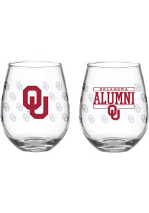 Oklahoma Sooners 15 oz Alumni Stemless Wine Glass - Red