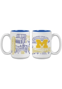 Michigan Wolverines 15oz Campus Design Ceramic Mug - White