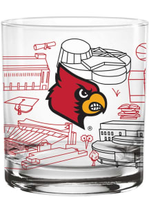 Louisville Cardinals Campus Line Art Rock Glass - Red