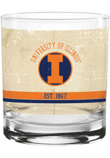 Illinois Fighting Illini 14oz Tan Retro Rock Glass - Tan