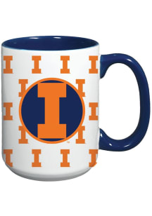 Illinois Fighting Illini 15oz Vault Repeat Ceramic Mug - Navy Blue