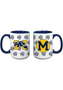 Michigan Wolverines 15oz Vault Repeat Ceramic Mug - Blue