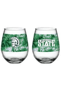 Michigan State Spartans 15oz Tie Dye Stemless Wine Glass - Green