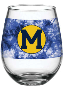 Michigan Wolverines 15oz Tie Dye Stemless Wine Glass - Blue