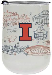 Illinois Fighting Illini 18oz Campus Stainless Steel Stemless - White
