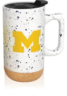 Michigan Wolverines 18oz Speckled Ceramic Mug - White