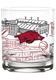 Arkansas Razorbacks 14oz Campus Line Art Rock Glass - Red