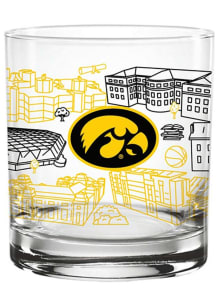 Iowa Hawkeyes 14oz Campus Line Art Rock Glass - Black
