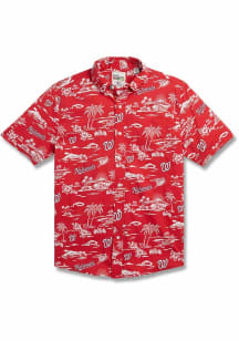 Reyn Spooner Washington Nationals Mens Red Game Day Short Sleeve Dress Shirt