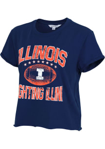 Illinois Fighting Illini Womens Navy Blue Primetime Short Sleeve T-Shirt