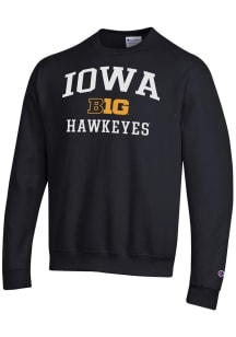 Champion Iowa Hawkeyes Mens Black Big Ten Powerblend Long Sleeve Crew Sweatshirt