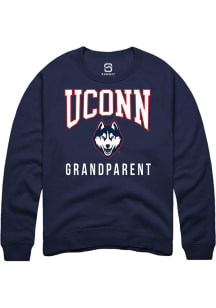 Summit Sportswear UConn Huskies Mens Navy Blue Grandparent Long Sleeve Crew Sweatshirt