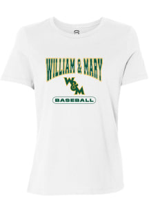 Summit Sportswear William & Mary Tribe Womens White Baseball Short Sleeve T-Shirt