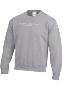 Gear For Sports Miami RedHawks Mens Grey Big Cotton Long Sleeve Crew Sweatshirt