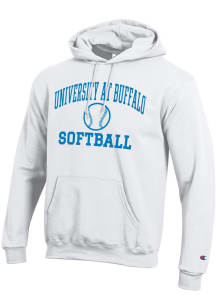 Champion Buffalo Bulls Mens White Softball Powerblend Long Sleeve Hoodie