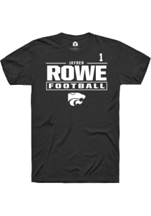Jayden Rowe K-State Wildcats Black Football NIL Stacked Box Short Sleeve Player T Shirt