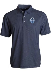 Cutter and Buck Vancouver Whitecaps FC Mens Navy Blue Pike Symmetry Short Sleeve Polo