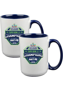 Seattle Seahawks 2025 Super Bowl LX Champions 2 Pack Inner Color Ceramic Mug - Navy Blue