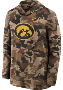 Nike Iowa Hawkeyes Mens Black Military Camo Long Sleeve Lightweight Hoodie