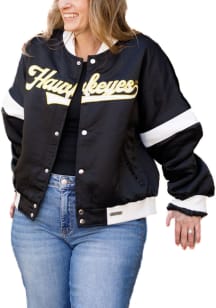 Gameday Social Iowa Hawkeyes Womens Black Varsity Light Weight Jacket