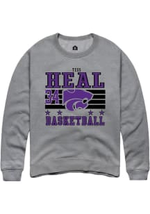 Tess Heal K-State Wildcats Mens Grey NIL Striped Player Crew
