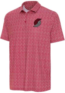 Antigua Portland Trail Blazers Mens Navy Blue Botanic Short Sleeve Polo