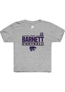 Blake Barnett K-State Wildcats Youth Grey NIL Stacked Box Player Tee