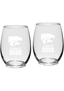 K-State Wildcats Class of 2026 Stemless Wine Set Stemless Wine Glass - White