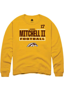 Jason Mitchell II Western Michigan Broncos Mens Gold Football NIL Stacked Box Player Crew