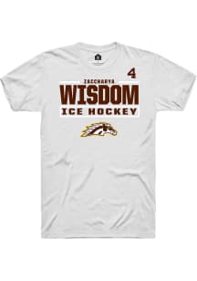 Zaccharya Wisdom Western Michigan Broncos White NIL Stacked Box Short Sleeve Player T Shirt