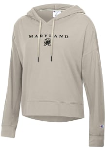 Champion Maryland Terrapins Womens Brown Sueded Hooded Sweatshirt
