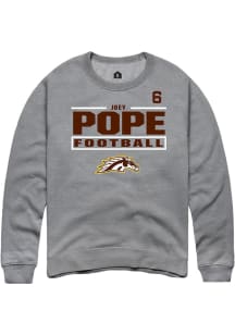 Joey Pope Western Michigan Broncos Mens Grey Football NIL Stacked Box Player Crew