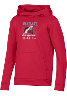 Under Armour Maryland Terrapins Youth Red Vintage Team Logo Long Sleeve Hoodie