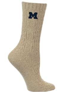 Michigan Wolverines Cable Knit Womens Crew Socks