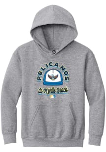 Summit Sportswear Myrtle Beach Pelicans Youth Grey Circle Cap Copa Long Sleeve Hoodie