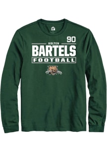 Kolten Bartels Ohio Bobcats Green Football NIL Stacked Box Long Sleeve Player T Shirt