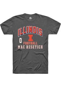 Mac Resetich Illinois Fighting Illini Dark Grey Football NIL Arch Logo Short Sleeve Player T Shirt