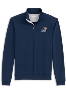 Johnnie O Kansas Jayhawks Mens Navy Blue Motion Long Sleeve Qtr Zip Pullover