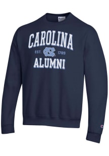 Champion North Carolina Tar Heels Mens Navy Blue Est Alumni Powerblend Long Sleeve Crew Sweatshirt