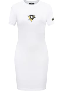 Pro Standard Pittsburgh Penguins Womens White Classic Chenille Short Sleeve Dress