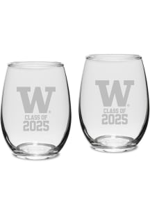 Washington Huskies Class of 2025 Set of 2 Stemless Wine Glass - White