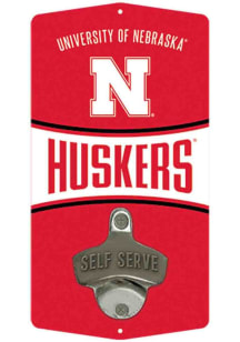 Nebraska Cornhuskers Mounted Bottle Opener Sign - Red