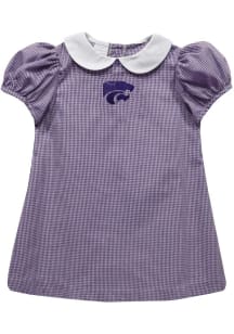 Vive La Fete K-State Wildcats Baby Girls Purple Gingham Collar Short Sleeve Dress