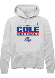 Maci Cole Tulsa Golden Hurricane Mens White NIL Stacked Box Player Hood