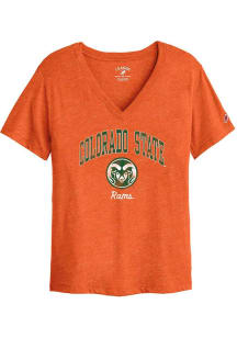 League Colorado State Rams Womens Orange Intramural BF V Neck Short Sleeve T-Shirt
