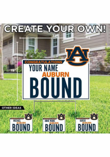 Auburn Tigers Personalized School Bound Yard Sign - White