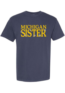 Summit Sportswear Michigan Wolverines Womens Navy Blue Floral Sister Short Sleeve T-Shirt