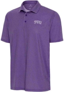 Antigua TCU Horned Frogs Mens Purple Trellis Short Sleeve Polo