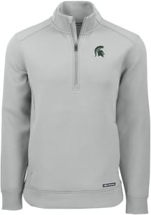 Cutter and Buck Michigan State Spartans Mens Ash Roam Long Sleeve Qtr Zip Pullover