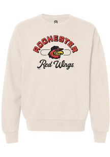 Summit Sportswear Rochester Red Wings Mens White Vintage Arch Script Long Sleeve Hoodie